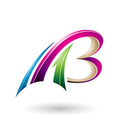 Magenta and Beige Flying Dynamic 3d Letters A and B Vector Illustration