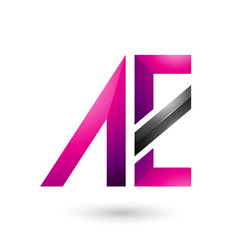 Magenta and Black Geometrical Dual Letters of A and E Vector Illustration