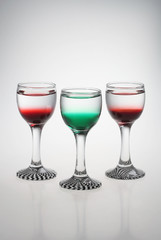 vodka in a shot glass with juice