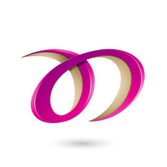 Magenta and Beige Curvy Letter A and D Vector Illustration