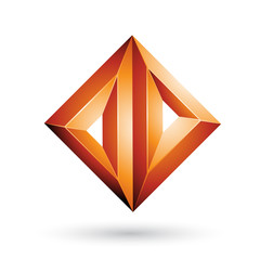 Orange 3d Geometrical Embossed Triangle Diamond Shape Vector Illustration