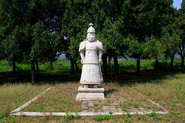 military officer sculpture in the Eastern Tombs of the Qing Dynasty, China.