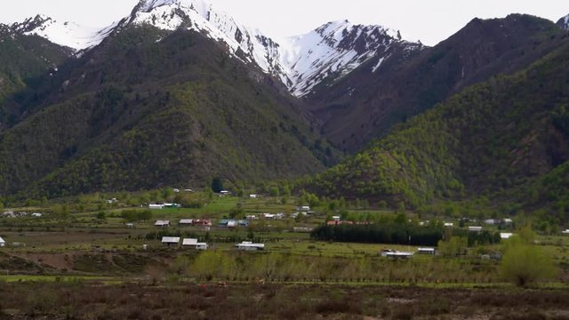 Beatiful landscape of Mapuche community in the region of Trapa Trapa Alto Biobio. Chile. Flat plane