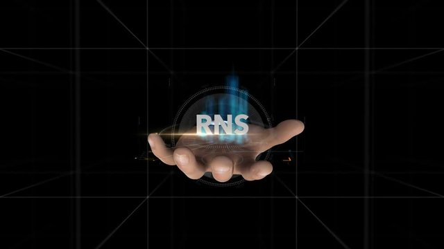 Hand Reveals Hologram Word-RNS
