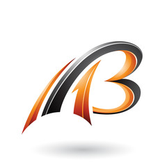Orange and Black Flying Dynamic 3d Letters A and B Vector Illustration