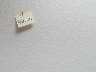 February 11, calendar date sticky note