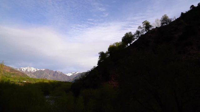 Beautiful cloudscape and Los Andes Mountain Range in the back in Trapa Trapa Alto Biob&radic;&ne;o. Chile. Time lapse