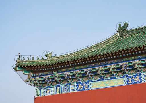 Detail of tiles on Temple of Heaven in Beijing China