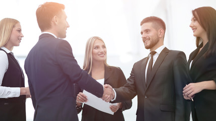 business team handshake and business partners
