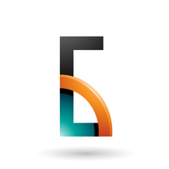 Persian Green and Orange Letter G with a Glossy Quarter Circle Vector Illustration
