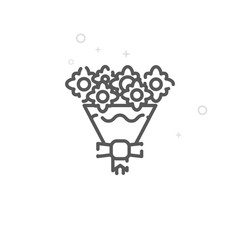 The Bride's Bouquet Vector Line Icon, Symbol, Pictogram, Sign. Light Abstract Geometric Background. Editable Stroke