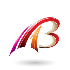 Red and Beige Flying Dynamic 3d Letters A and B Vector Illustration