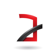 Red Letter A with Black Glossy Stick Vector Illustration