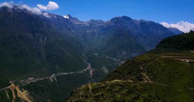 Drone of circling around Colca Canyon