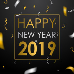 Fototapeta na wymiar Happy New year background with golden and silver confetti. vector illustration
