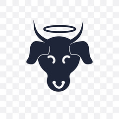 Sacred cow transparent icon. Sacred cow symbol design from India collection.