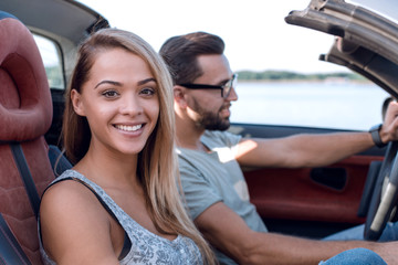 close up.newlyweds on their way to honeymoon