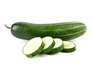 Fresh cucumber, chopped cucumber, salad ingredient,isolated on white background