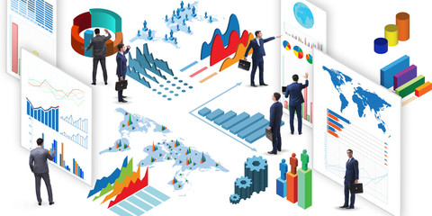 Businessman in business visualization and infographics concept