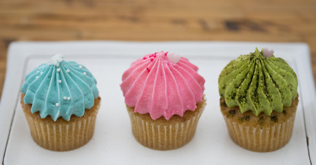 Tasty cupcakes Homemade  muffin  with cream buttercream for birthday, valentine, and christmas holliday