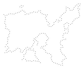 Vector stroke dot Limnos Greek Island map in black color, small border points have diamond shape. Trace the frame points and get Limnos Greek Island map.