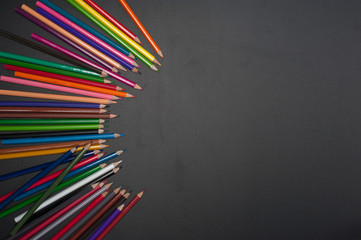 Fototapeta premium Education school tools on Black Chalkboard Background