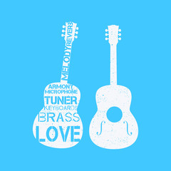 guitar music instrument distressed poster apparel