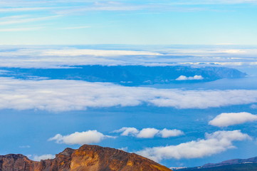La Gomera island behind the clouds in Tenerife, Spain