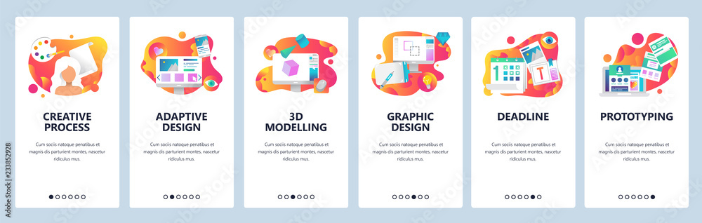 Wall mural vector web site onboarding screens gradient template. graphic design, prototyping, creative artist a