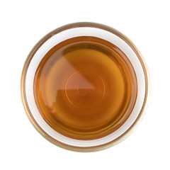 Top view of Fish sauce in glass bowl isolated on background