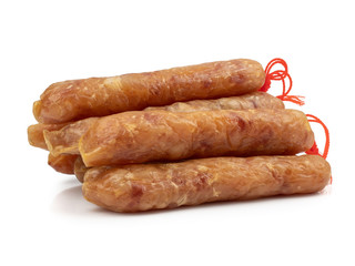 Chinese sausages isolated on white background