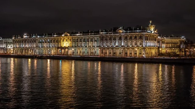 The state Hermitage Museum at night. Saint-Petersburg.Russia