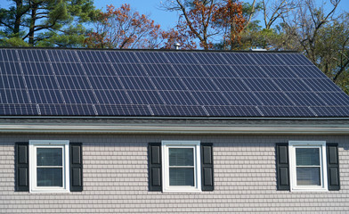 Naklejka premium solar panel installed on the house roof