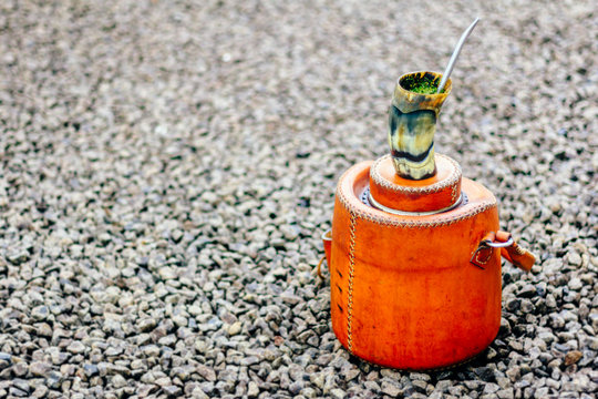 Terer&eacute;. Drink made with ice water and yerba mate and much appreciated on the border between Brazil and Paragua