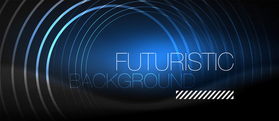 Dark abstract background with glowing neon circles