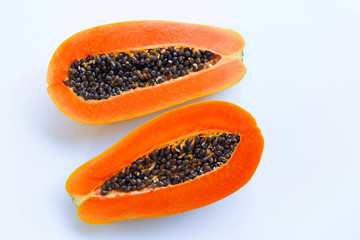papaya on white background