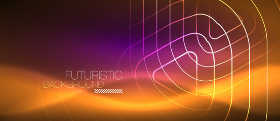 Color shiny neon lights background with abstract lines