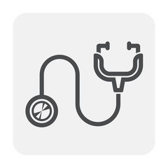 Stethoscope vector icon. Medical equipment tool or instrument for doctor, nurse and physician use in hospital, clinic to diagnose, diagnosis heart, heartbeat to cardiology treatment and health care.