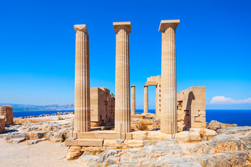 Fototapeta premium Lindos Acropolis and beach, Rhodes
