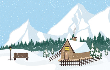 Winter Snow Background Illustration Mountain Sky Landscape