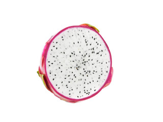 Ripe Dragon fruit,Pitaya or Pitahaya (Hylocercus undatus (Haw) Brit. & Rose)isolated on a white background, fruit healthy concept