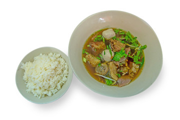 Chinese Beef noodles with clear soup Stewed Beef and Meatballs 