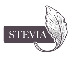 Stevia natural sweetener, leaf put in drink cup vector.