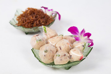 Preserving mushroom with galics and chili, mushroom sausages. Thai traditional preservation food