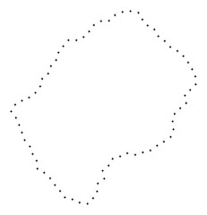 Vector stroke dotted Lesotho map in black color, small border points have diamond shape. Follow the path points and get Lesotho map. Educational geographic template for Lesotho map quiz.