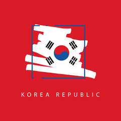 Korea Republic Brush Logo Vector Template Design Illustration