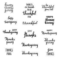 Vector set of Thanksgiving overlays lettering, hand drawn labels