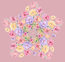 Elegant watercolor rose and peony flower