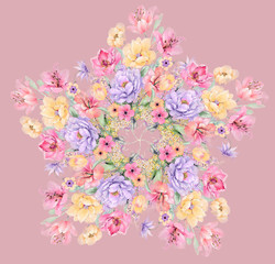 Elegant watercolor rose and peony flower