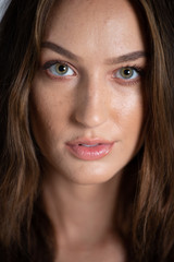 Close up portrait of brunette